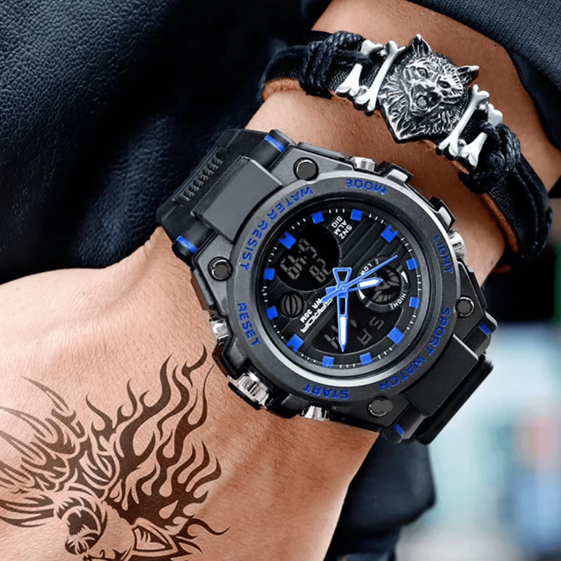 Skanto | Sportliche Multifunktions-Herrenarmbanduhr mit Dual-Display-Modus, wasserdicht und leuchtend