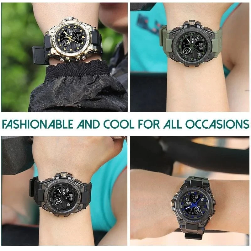 Skanto | Sportliche Multifunktions-Herrenarmbanduhr mit Dual-Display-Modus, wasserdicht und leuchtend