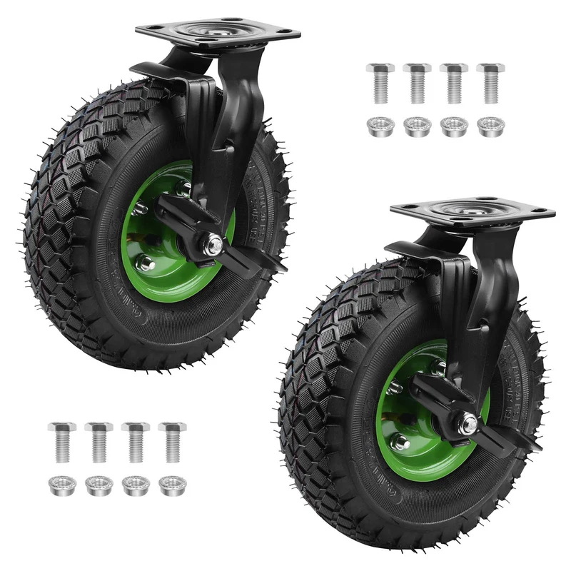 2er-Set Schwerlast-Bremsräder 250mm – feststellbar, luftgefüllt, bis 405kg – für Lager, Garten & Outdoor