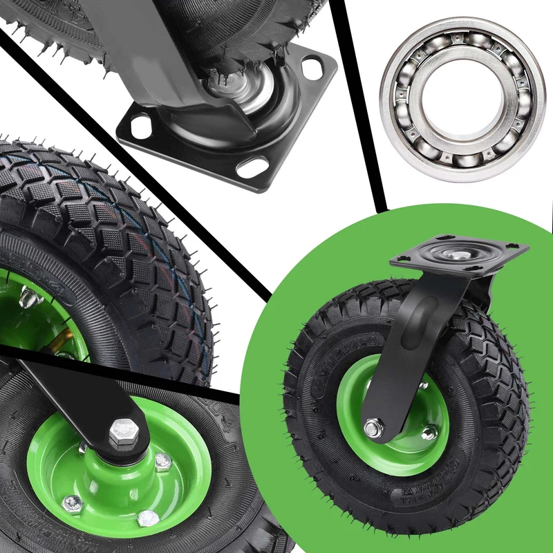 2er-Set Schwerlast-Bremsräder 250mm – feststellbar, luftgefüllt, bis 405kg – für Lager, Garten & Outdoor