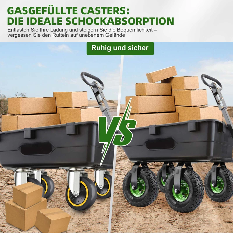 2er-Set Schwerlast-Gelenkräder 250mm – 360° drehbar, luftgefüllt, bis 400kg – für Werkstatt & Garten