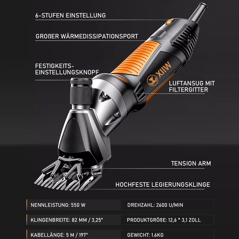 550W Profi-Schafschermaschine – Verstellbare Tierhaarschneidemaschine für Schafe & Hunde mit dickem Fell