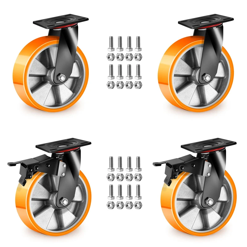 4er-Set 125mm Schwerlastrollen – 2× mit Bremse & 2× drehbar, leise & stabil für Werkstatt, Haushalt & Regale