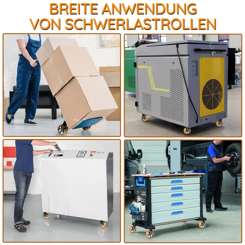 4er-Set 125mm Schwerlastrollen – 2× mit Bremse & 2× drehbar, leise & stabil für Werkstatt, Haushalt & Regale