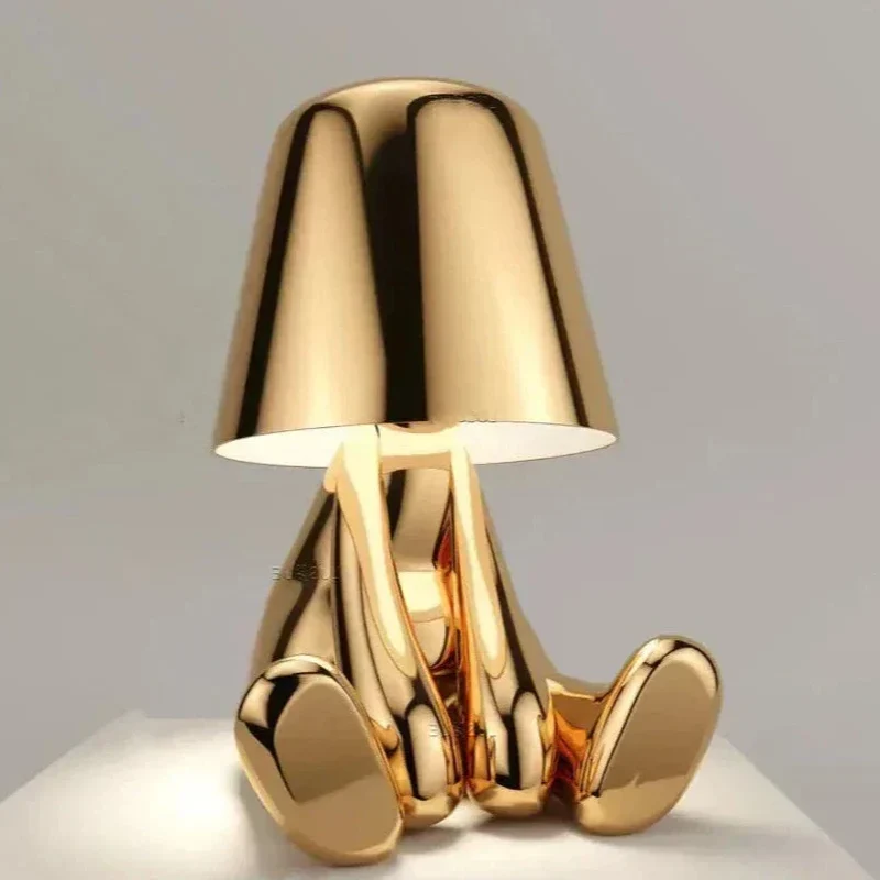 Skanto Skanto | Goldener Mann LED Denkende Tischlampe – Verspielte Nachttischlampe für Schlafzimmer & Deko