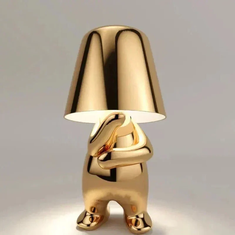 Skanto Skanto | Goldener Mann LED Denkende Tischlampe – Verspielte Nachttischlampe für Schlafzimmer & Deko