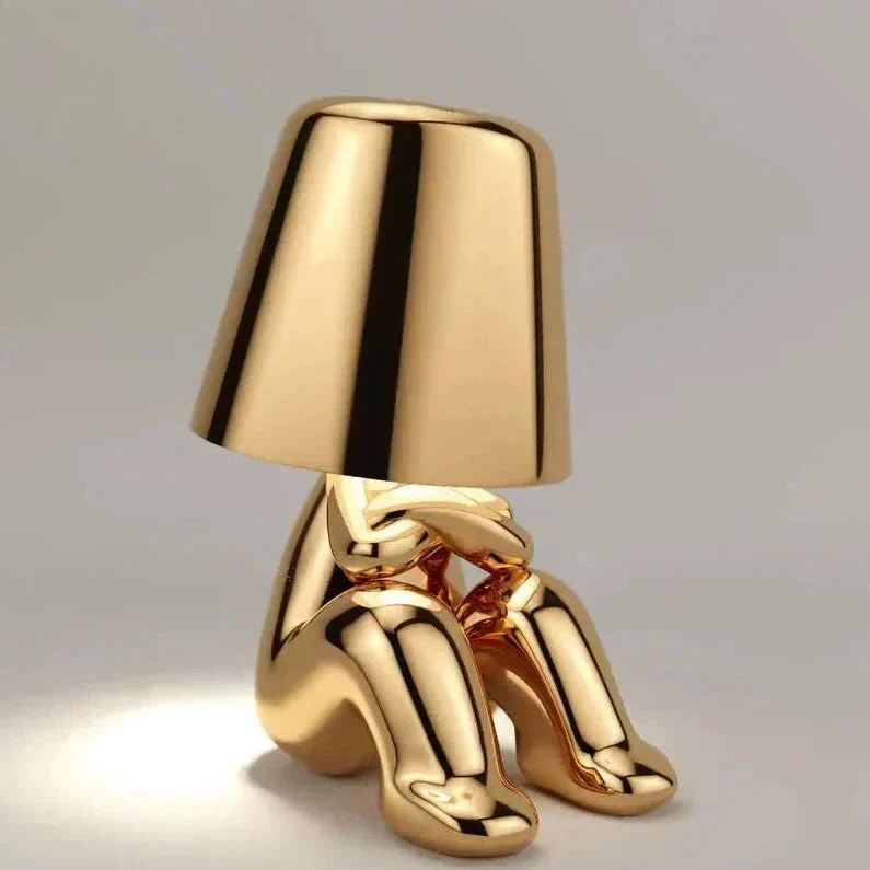 Skanto Skanto | Goldener Mann LED Denkende Tischlampe – Verspielte Nachttischlampe für Schlafzimmer & Deko