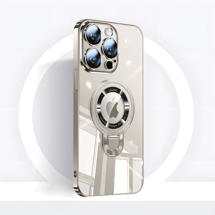 Skanto | iPhone MagSafe Serie | Transparente galvanisierte drehbare Desktop-Handyhülle