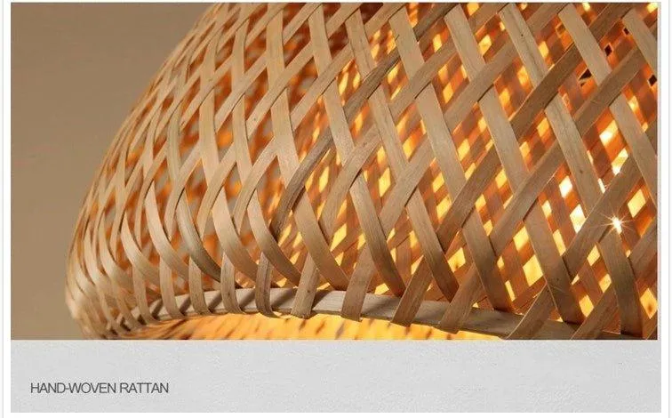 Skanto | Bambus Pendelleuchte | Handgemachte Holz- und Rattanbeleuchtung für die Heimdekoration