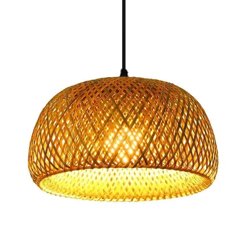 Skanto | Bambus Pendelleuchte | Handgemachte Holz- und Rattanbeleuchtung für die Heimdekoration