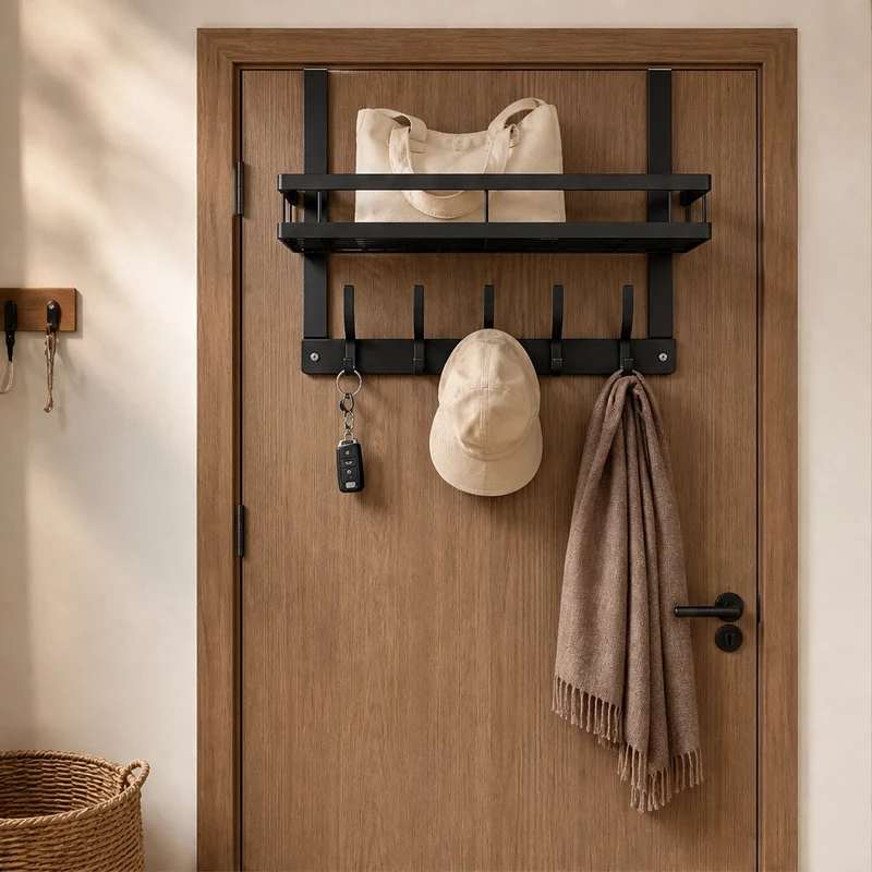 DoorStore™ | Türregal mit Aufbewahrungskorb und Haken