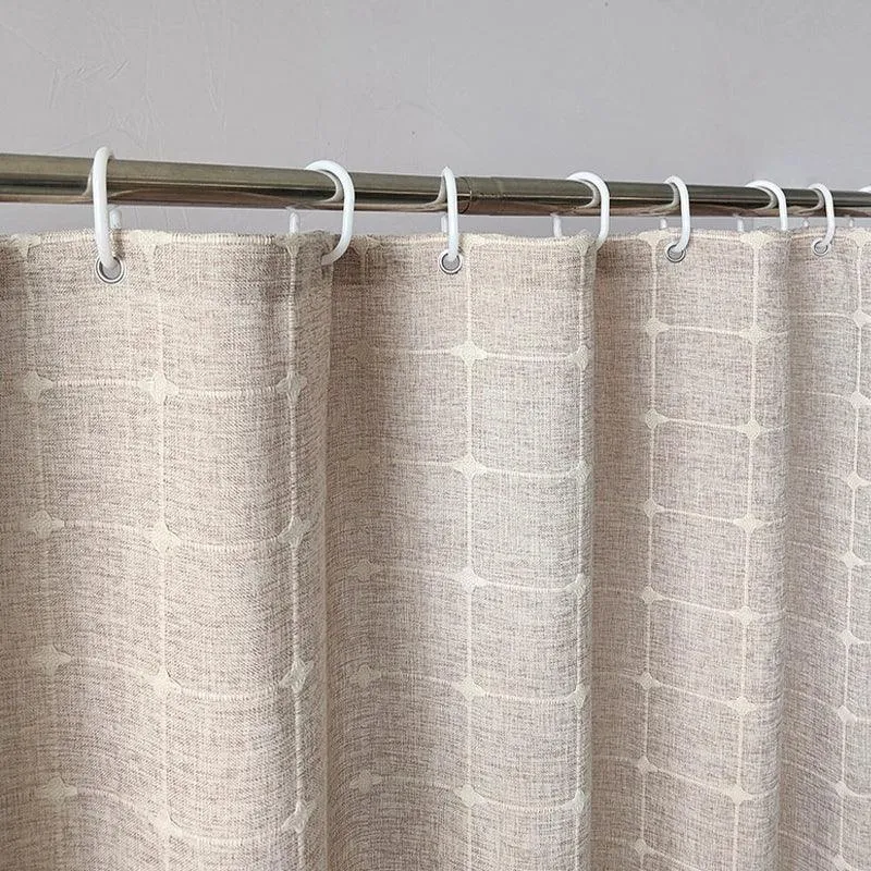 Skanto | Moderner Jacquard-Leinen-Duschvorhang mit Quasten (1 Stk.) │ Für nordische Bad-Deko