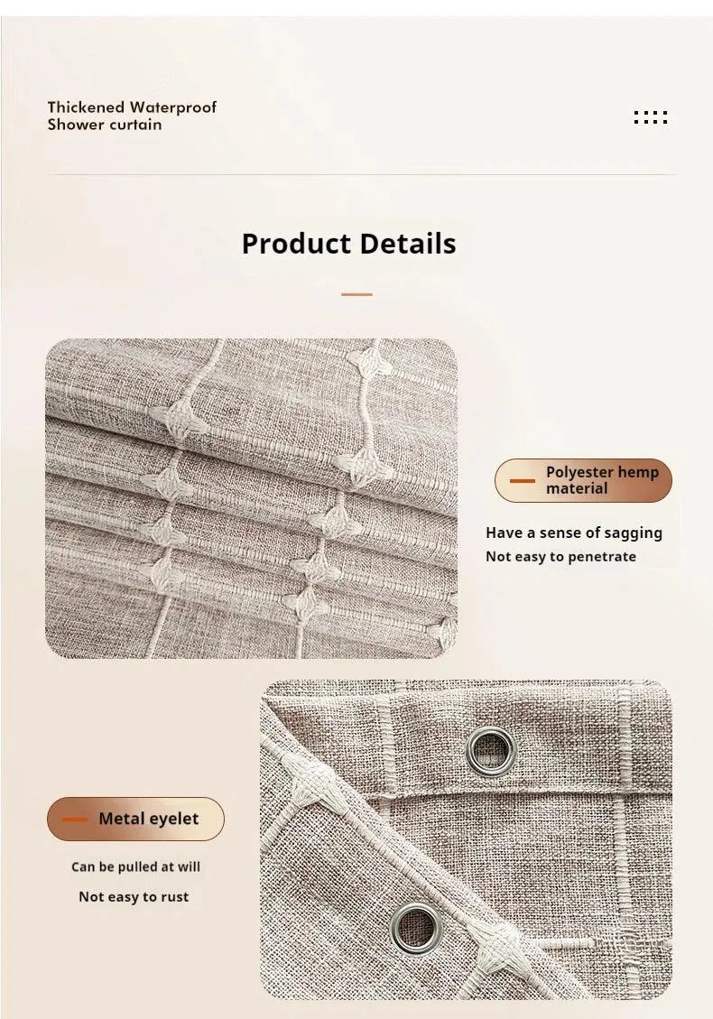 Skanto | Moderner Jacquard-Leinen-Duschvorhang mit Quasten (1 Stk.) │ Für nordische Bad-Deko