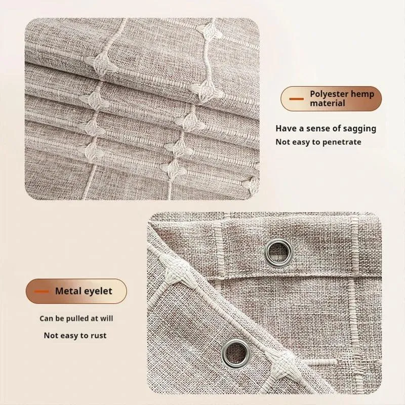 Skanto | Moderner Jacquard-Leinen-Duschvorhang mit Quasten (1 Stk.) │ Für nordische Bad-Deko