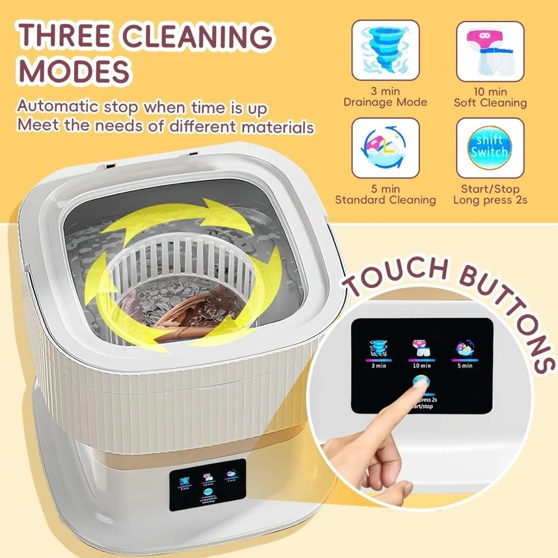 WashFold™ | Faltbare 11L Mini-Waschmaschine mit Ultraschallreinigung