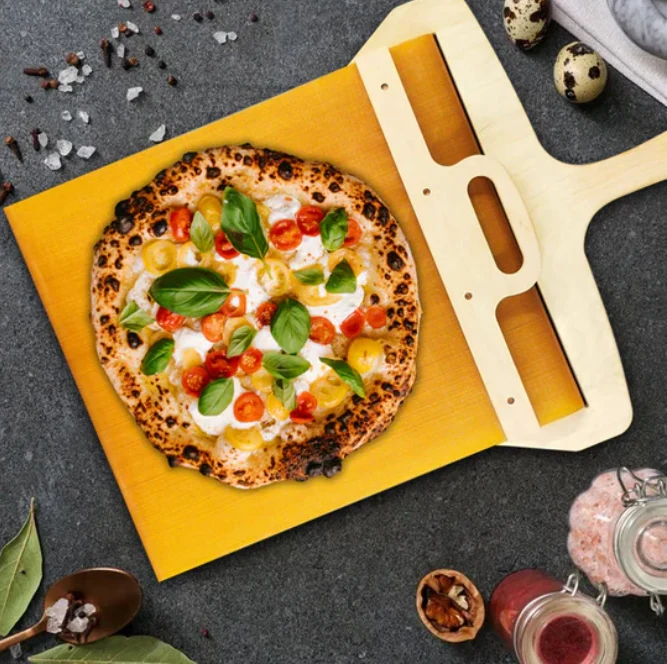 Gleitender Pizzaschieber | Leichtes Aufnehmen mit Antihaft-Oberfläche | Holz