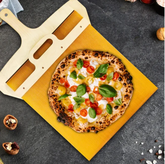Gleitender Pizzaschieber | Leichtes Aufnehmen mit Antihaft-Oberfläche | Holz