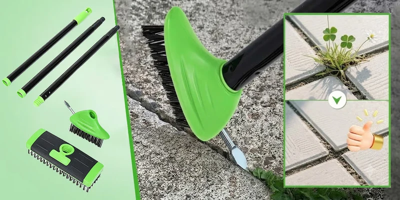 CleanSweep™ | 3-in-1 Unkrautbürsten-Set mit langem Griff