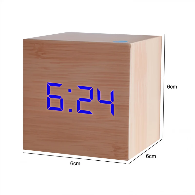 Skanto | Digitale LED-Uhr - Würfeluhr - Holzuhr