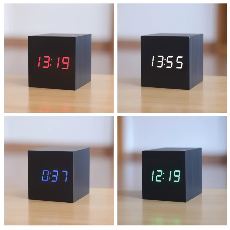 Skanto | Digitale LED-Uhr - Würfeluhr - Holzuhr