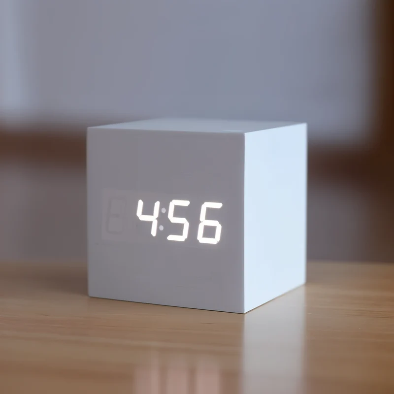 Skanto | Digitale LED-Uhr - Würfeluhr - Holzuhr