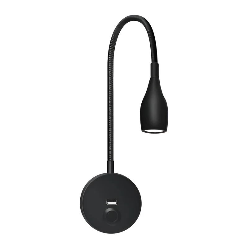 Skanto | TouchGlow - 2-in-1 Schwanenhals-Wandlampe mit USB-Ladegerät für gemütliche Leseabende
