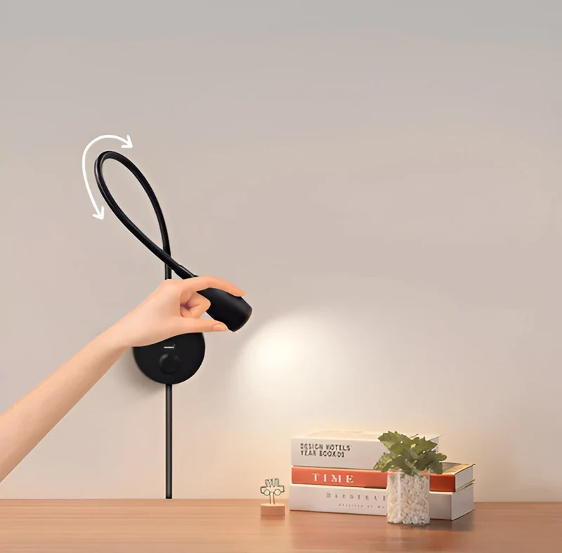 Skanto | TouchGlow - 2-in-1 Schwanenhals-Wandlampe mit USB-Ladegerät für gemütliche Leseabende