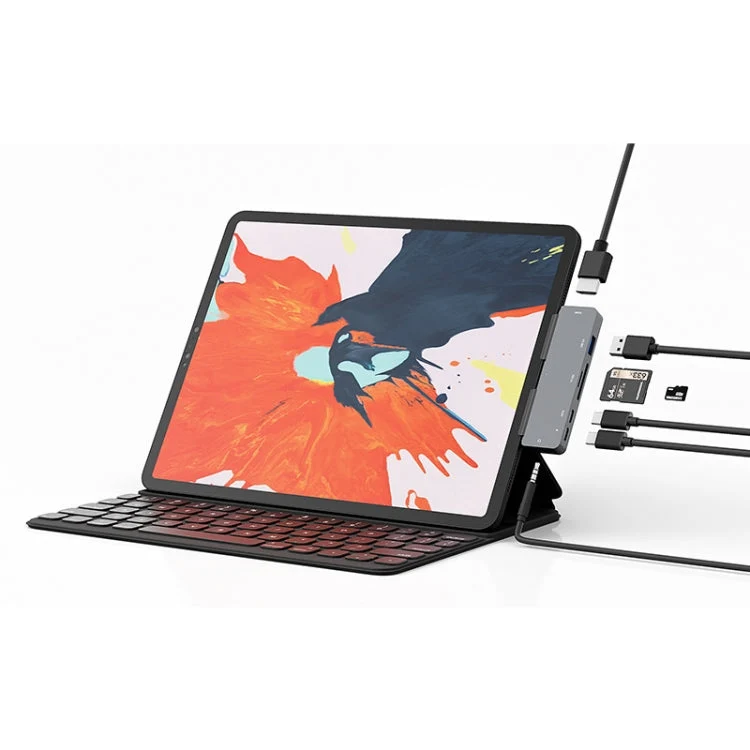 Skanto | Für iPad Pro 7-in-1 HDMI 4K + 3,5 mm Audio + SD/TF + 1 USB 3.0 + USB-C/Type-C + PD USB-C Dockingstation