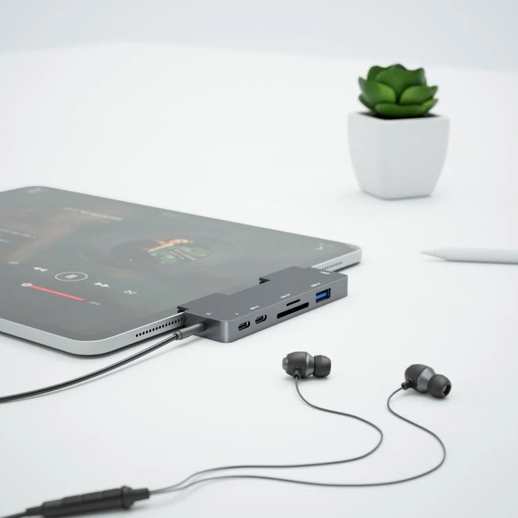 Skanto | Für iPad Pro 7-in-1 HDMI 4K + 3,5 mm Audio + SD/TF + 1 USB 3.0 + USB-C/Type-C + PD USB-C Dockingstation