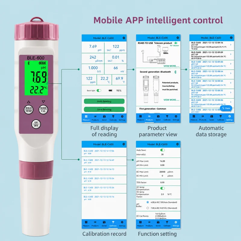 AquaSense™ | 7-in-1 Digitales Wasserqualitätsmessgerät mit Bluetooth
