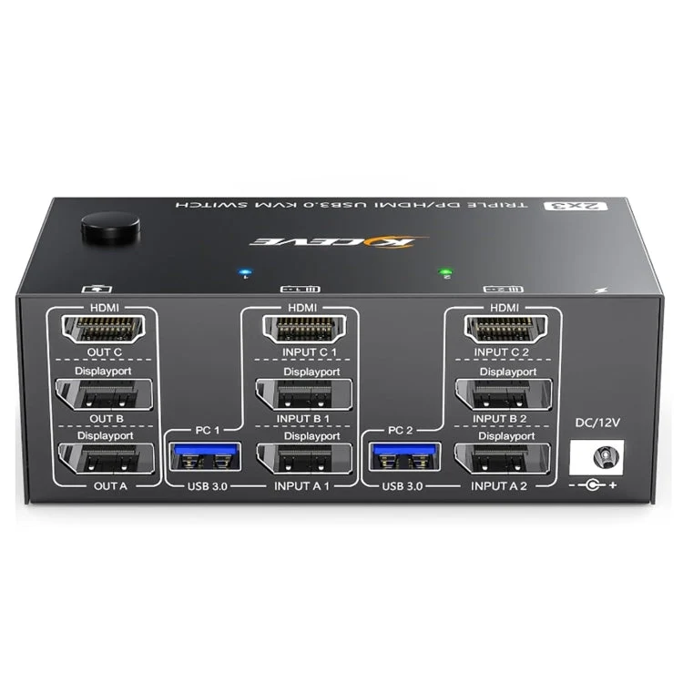 Skanto | KC-KVM203DH 8K 30Hz USB3.0 DP+DP+HDMI Triple Monitors KVM Switch, AU Stecker