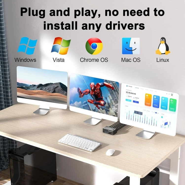 Skanto | KC-KVM203DH 8K 30Hz USB3.0 DP+DP+HDMI Triple Monitors KVM Switch, AU Stecker