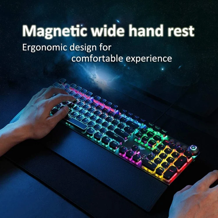 Skanto | AULA F2088 108 Tasten Gemischtlicht Mechanische Brown Switch Kabelgebundene USB Gaming-Tastatur mit Metall-Tastenkappe (Silber)