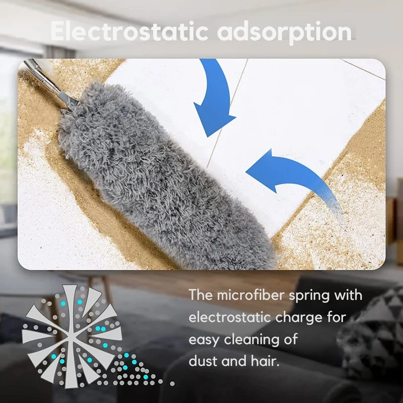 DustReach™ | Ausziehbarer Mikrofaser-Staubwedel mit Teleskopstange