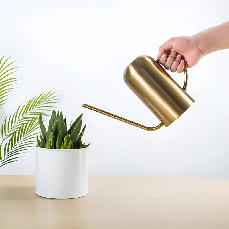 Skanto | Edelstahl Gießkanne - 1,5L Lange Gießkanne für Pflanzen und Blumen