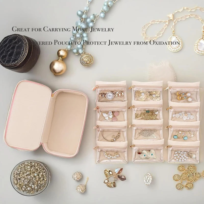 JewelVault™ | Tragbarer Schmuck-Organizer mit Reißverschlusstaschen