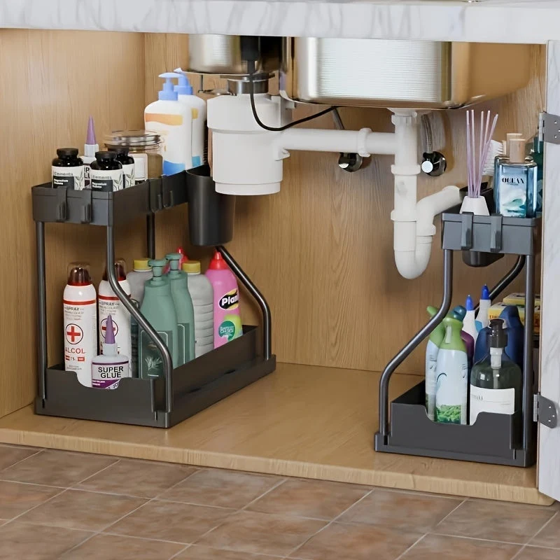 OrdnungsMeister™ | 2-stufiger Unterschrank-Organizer mit Schublade
