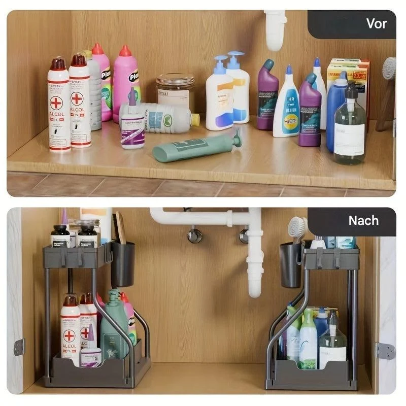 OrdnungsMeister™ | 2-stufiger Unterschrank-Organizer mit Schublade