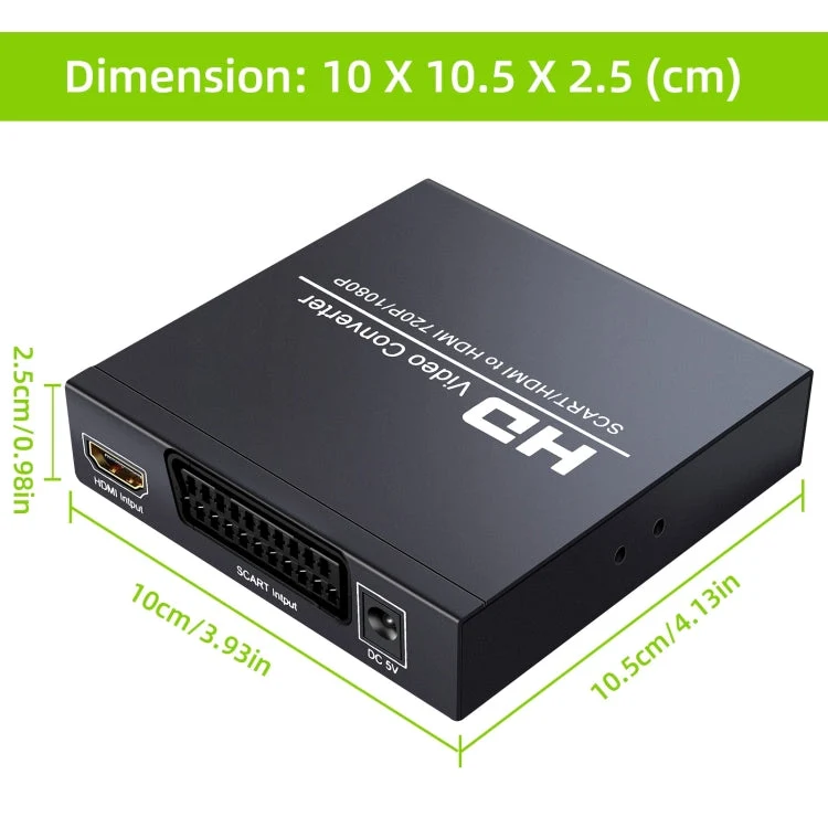 Skanto | NEWKENG NK-8S SCART + HDMI zu HDMI 720P / 1080P HD Video Konverter Adapter Scaler Box