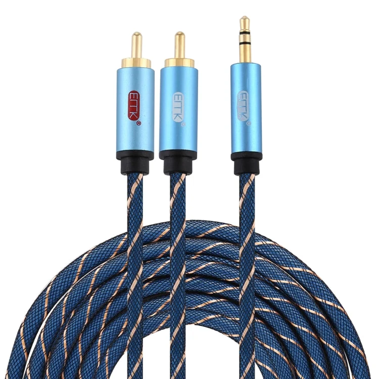 Skanto Skanto | EMK 3,5 mm Klinkenstecker auf 2 x Cinch-Stecker, vergoldete Anschlüsse, Lautsprecher-Audiokabel, Kabellänge: 5 m (Dunkelblau)