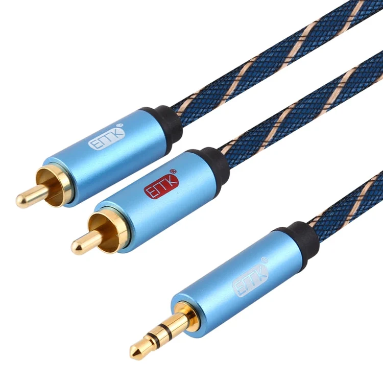 Skanto Skanto | EMK 3,5 mm Klinkenstecker auf 2 x Cinch-Stecker, vergoldete Anschlüsse, Lautsprecher-Audiokabel, Kabellänge: 5 m (Dunkelblau)