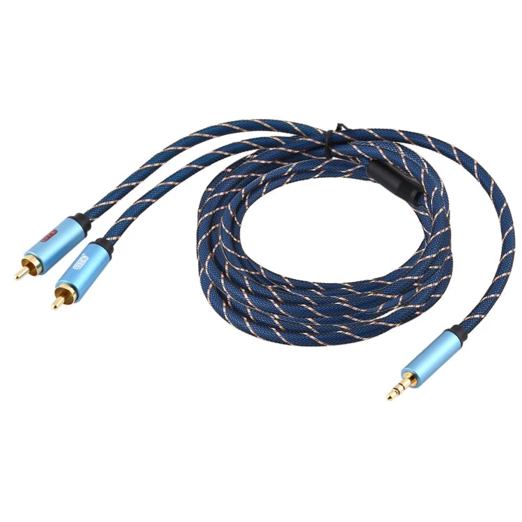 Skanto Skanto | EMK 3,5 mm Klinkenstecker auf 2 x Cinch-Stecker, vergoldete Anschlüsse, Lautsprecher-Audiokabel, Kabellänge: 5 m (Dunkelblau)