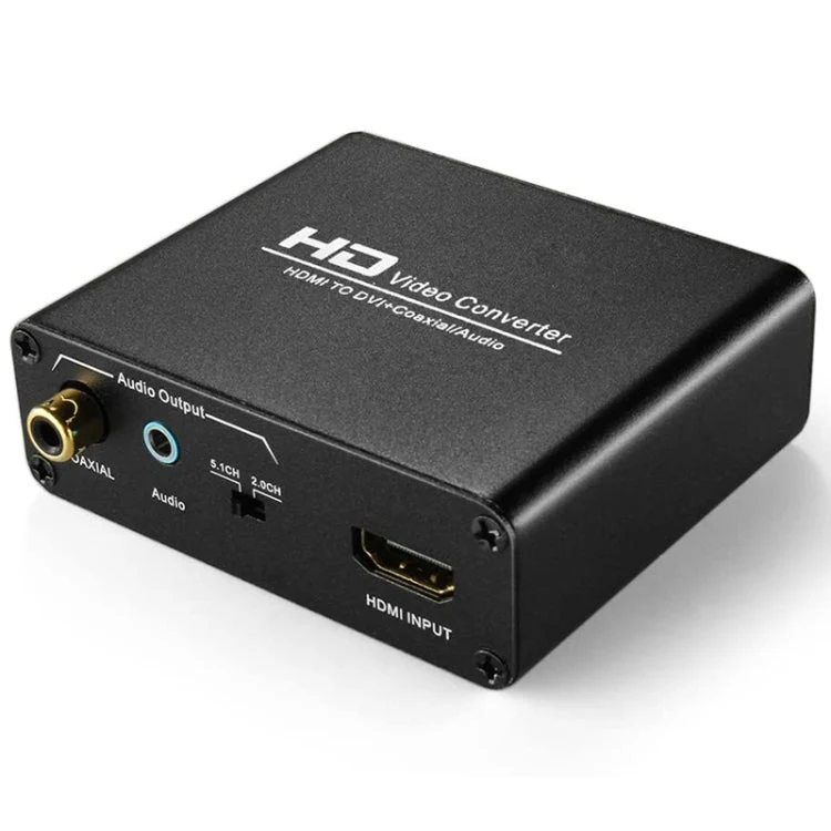 Skanto | HDV-339 Full HD HDMI zu DVI + Digital Coax / Analog Stereo Audio Konverter Adapter (Schwarz)