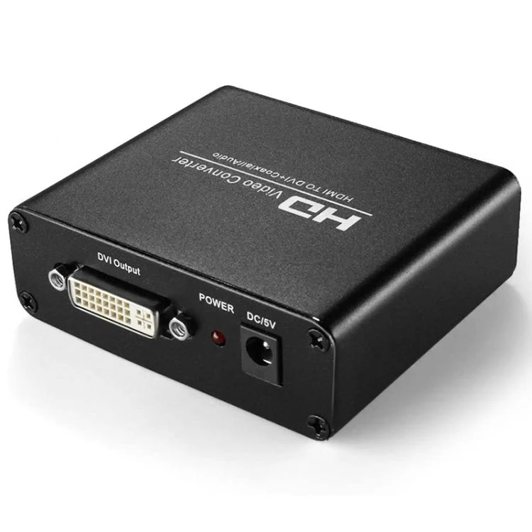 Skanto | HDV-339 Full HD HDMI zu DVI + Digital Coax / Analog Stereo Audio Konverter Adapter (Schwarz)