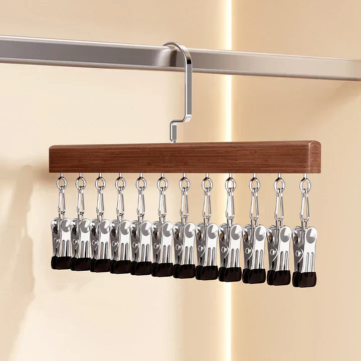 ClosiClip™ | Holz-Kleiderbügel mit Clips (2er-Set)