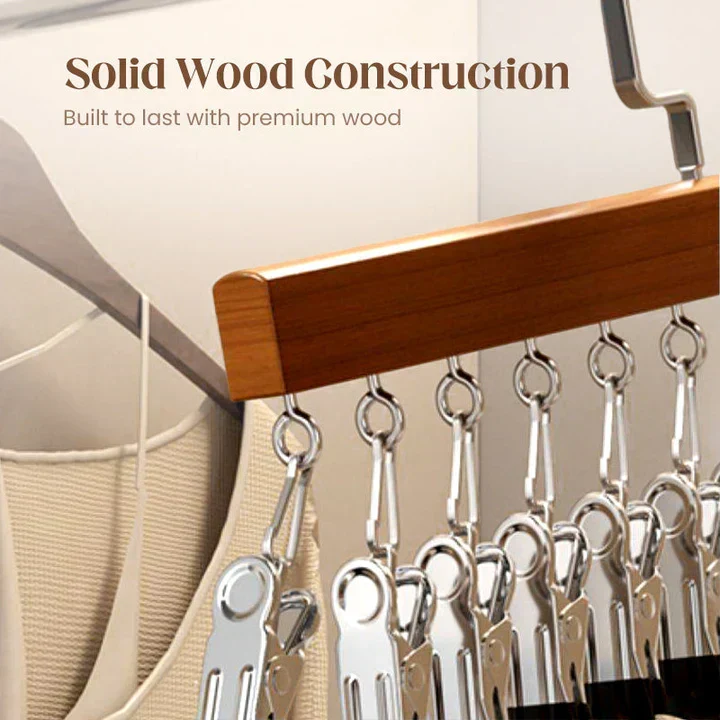 ClosiClip™ | Holz-Kleiderbügel mit Clips (2er-Set)