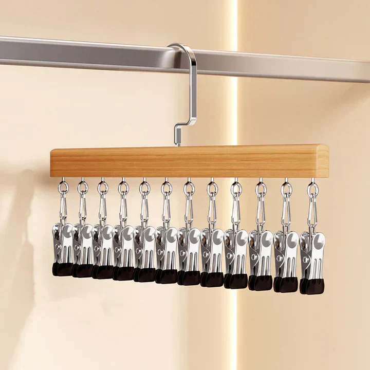 ClosiClip™ | Holz-Kleiderbügel mit Clips (2er-Set)