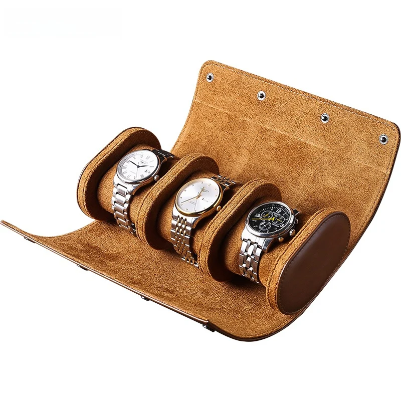 Skanto | Vintage Leder Uhrenbox mit 3 Fächern für Herren auf Reisen