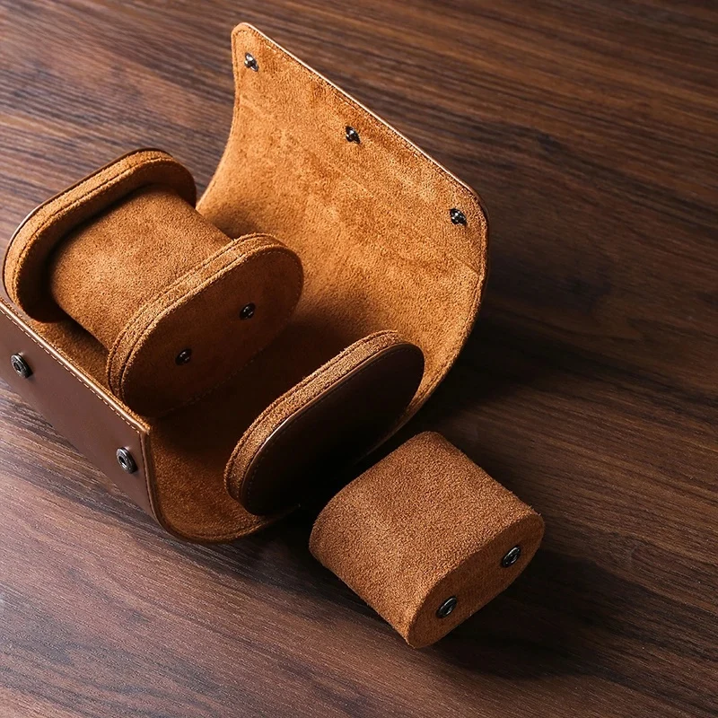 Skanto | Vintage Leder Uhrenbox mit 3 Fächern für Herren auf Reisen