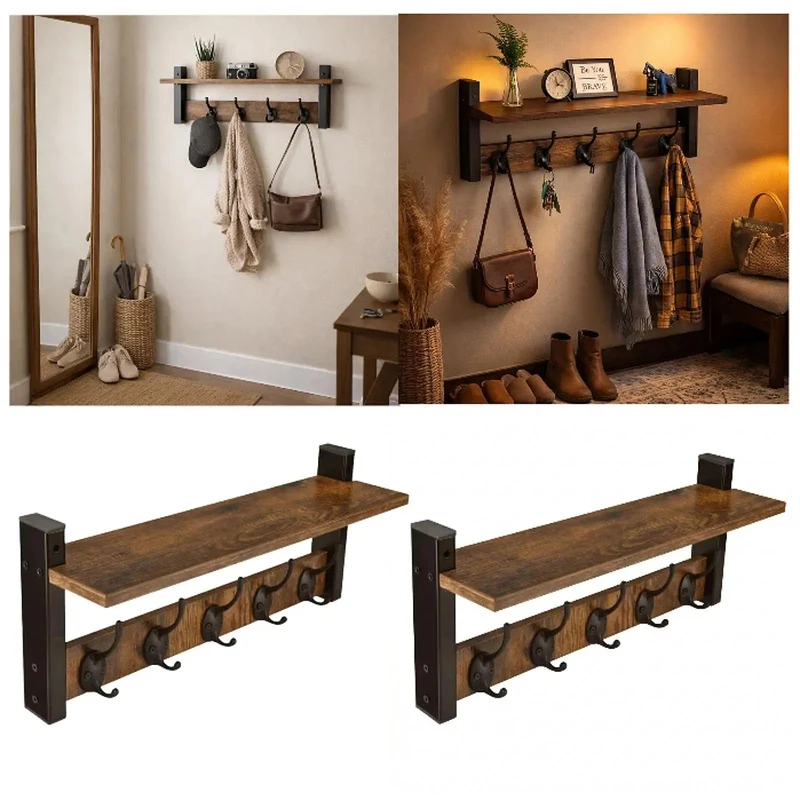 WallNest™ | Wandgarderobe mit Haken & praktischem Ablageregal